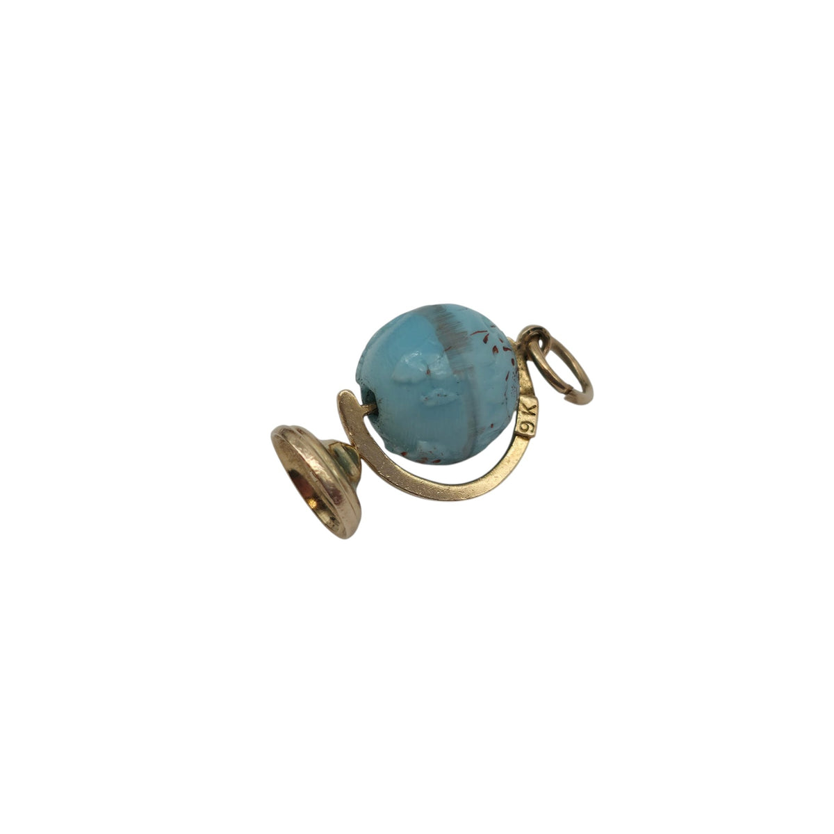 9ct Yellow Gold Articulated Globe Charm L 1.5 cm 2.1 g.