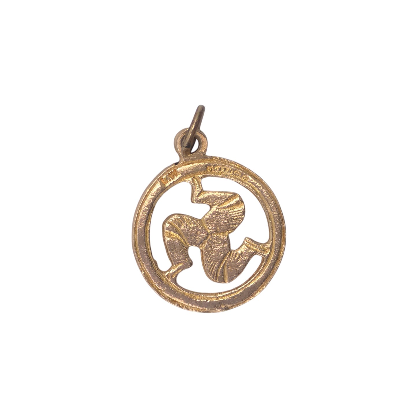 9ct 375 Yellow Gold "Good Luck" Triskelion Charm 1952 L 1.4 cm 1.0 g.