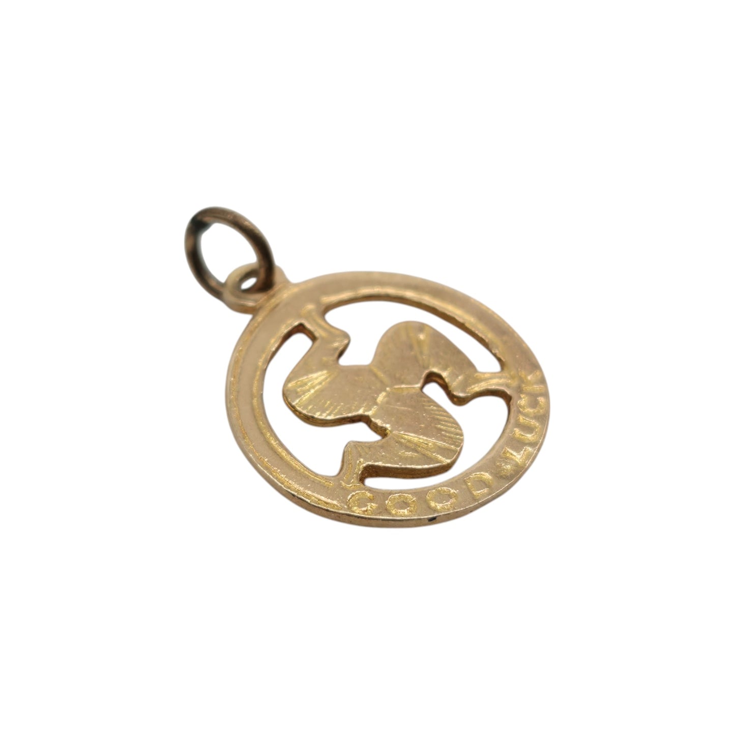 9ct 375 Yellow Gold "Good Luck" Triskelion Charm 1952 L 1.4 cm 1.0 g.