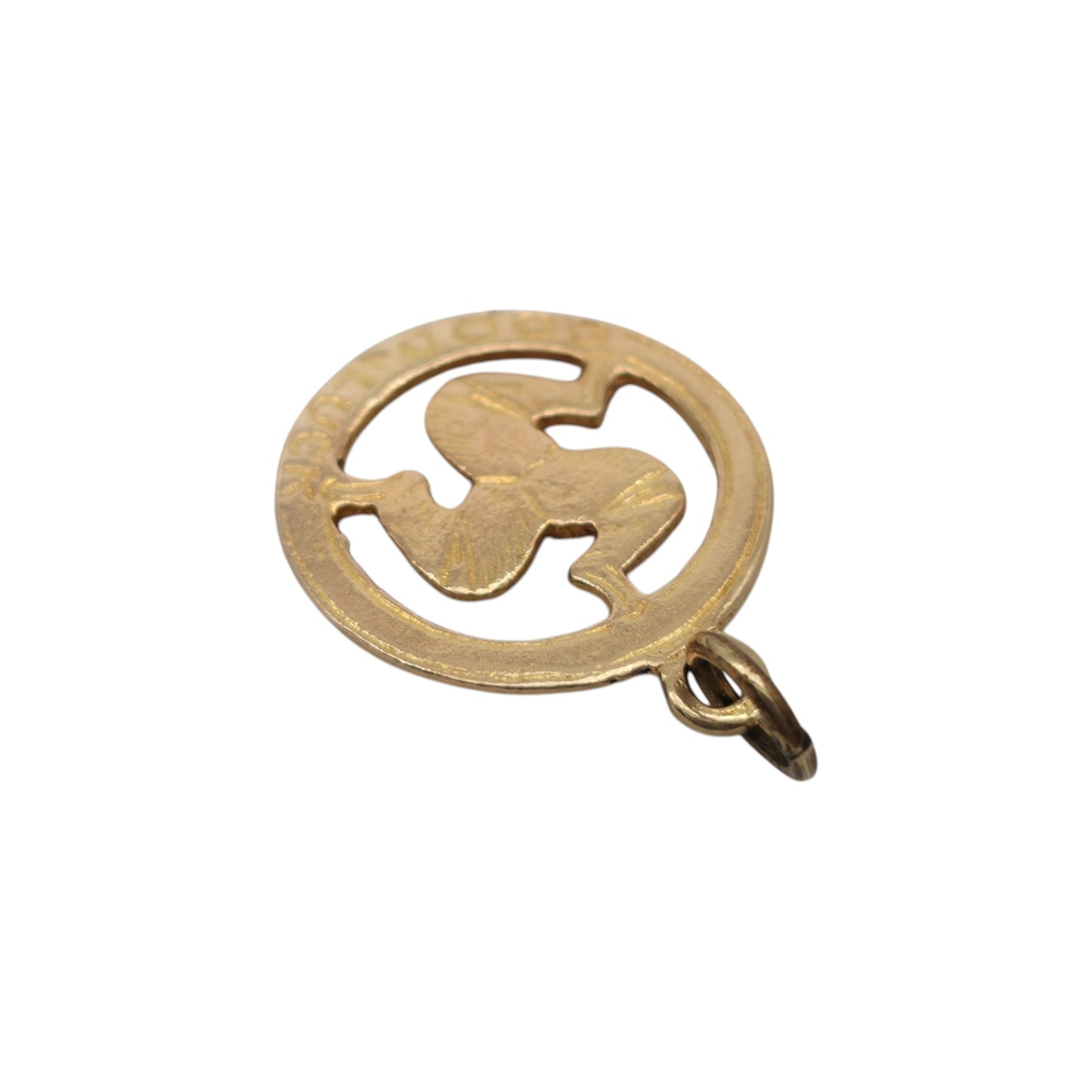 9ct 375 Yellow Gold "Good Luck" Triskelion Charm 1952 L 1.4 cm 1.0 g.