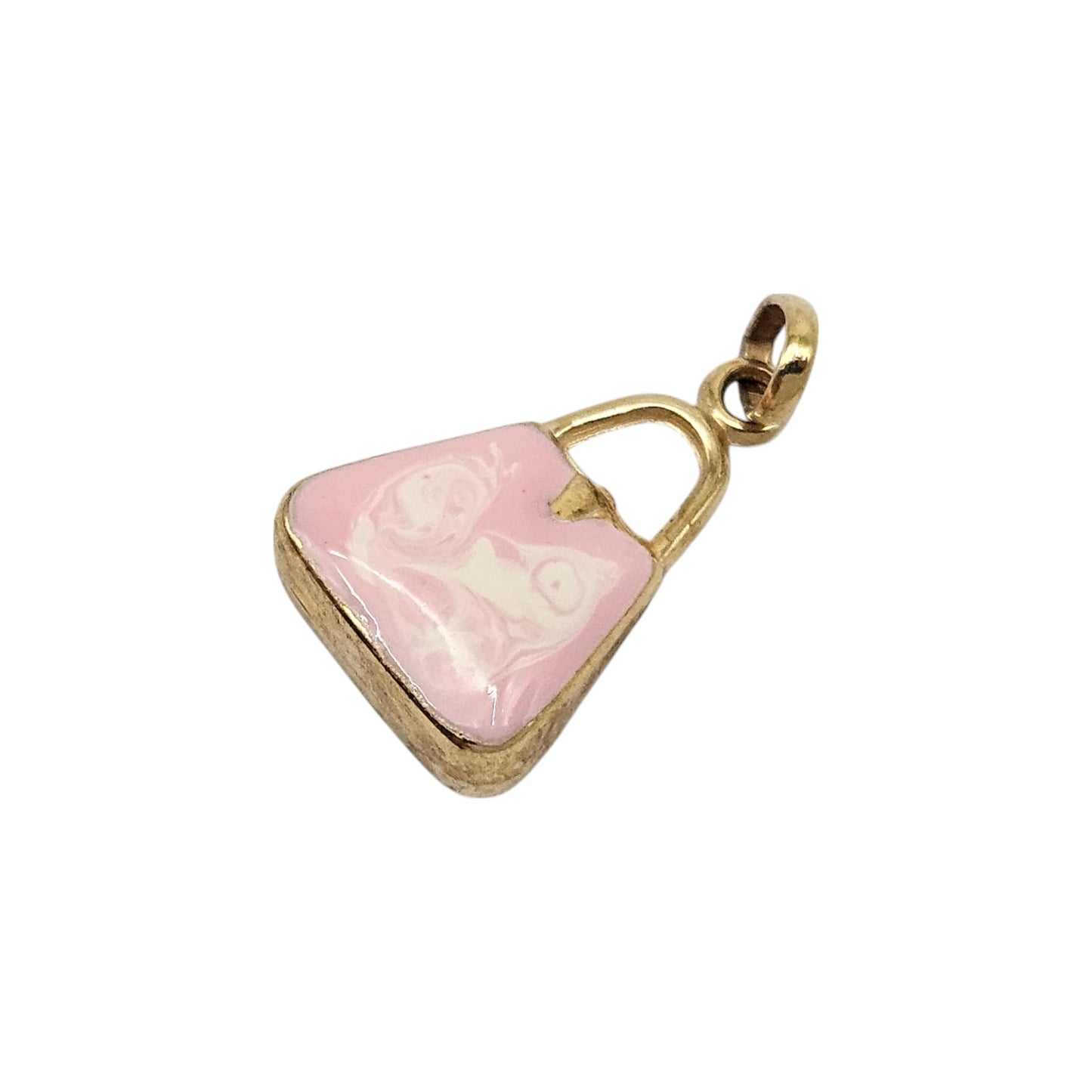 9ct 375 Yellow Gold & Enamel Handbag Charm L 1.2 cm 0.4 g.