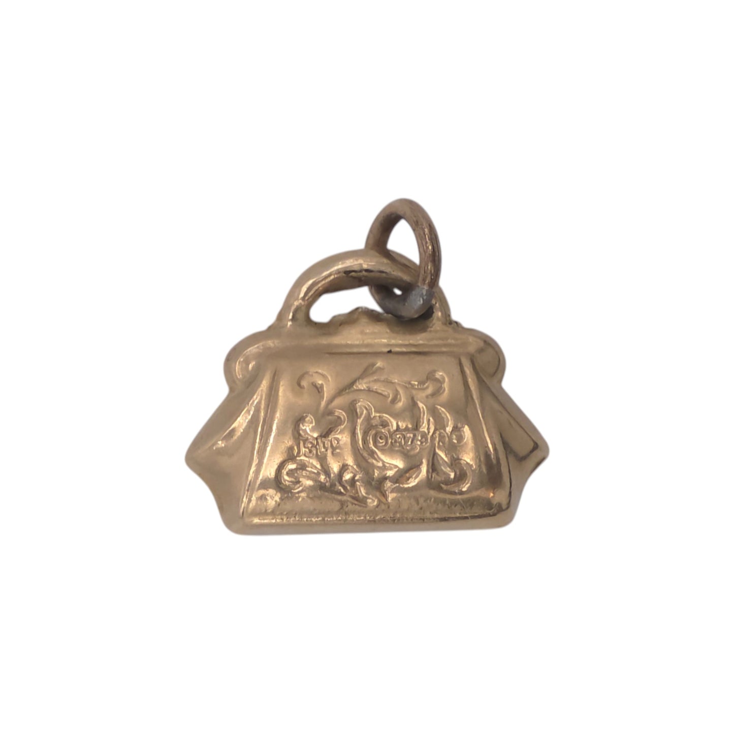 9ct 375 Yellow Gold Handbag Charm 1965 L 1.3 cm 0.6 g.