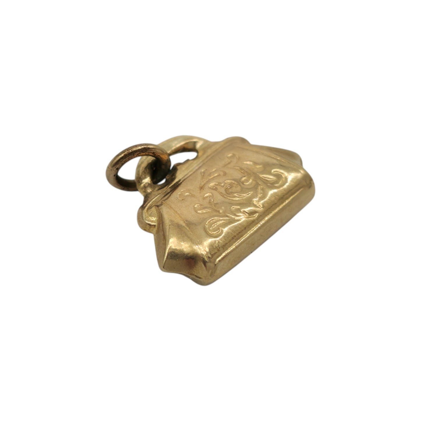 9ct 375 Yellow Gold Handbag Charm 1965 L 1.3 cm 0.6 g.