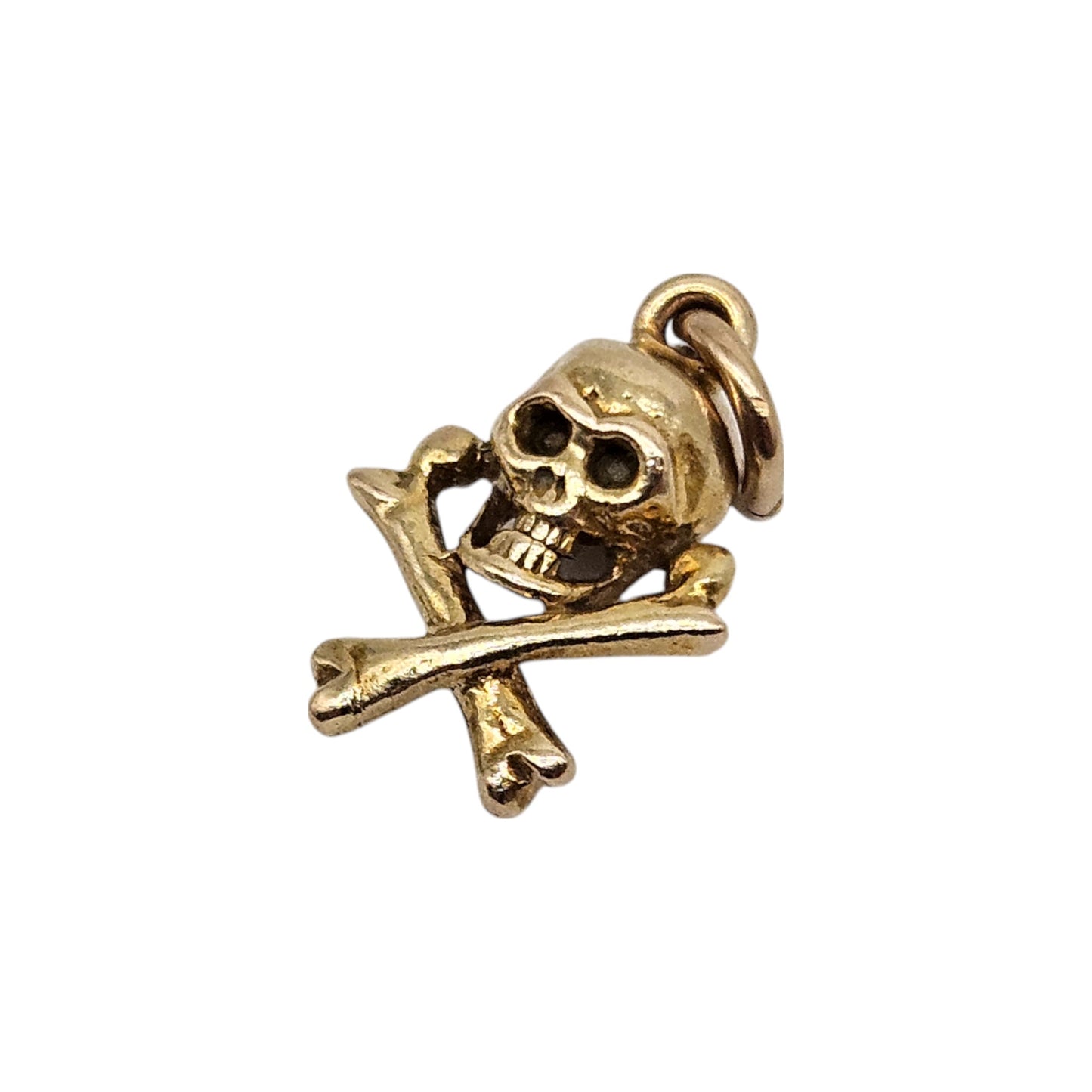 Rare 9ct 375 Yellow Gold Jolly Roger Charm 1957 L 1.1 cm 1.2 g.