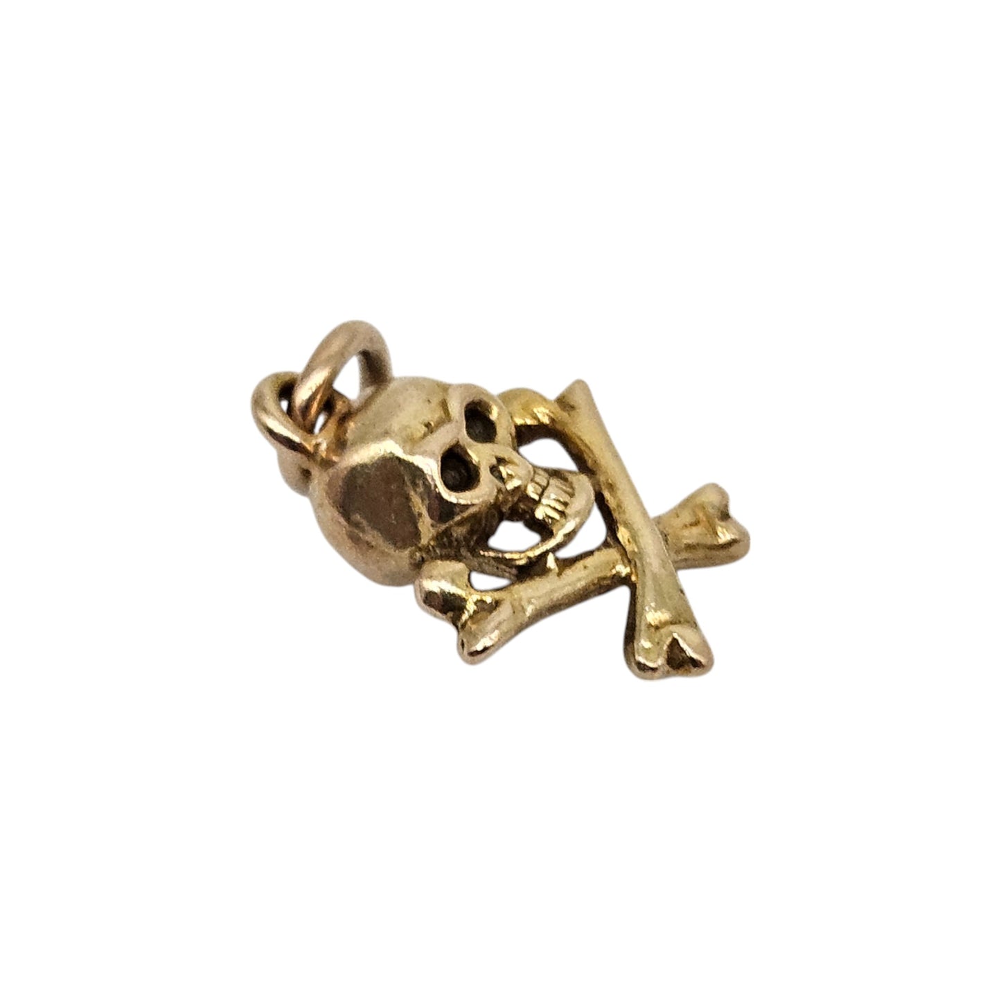 Rare 9ct 375 Yellow Gold Jolly Roger Charm 1957 L 1.1 cm 1.2 g.