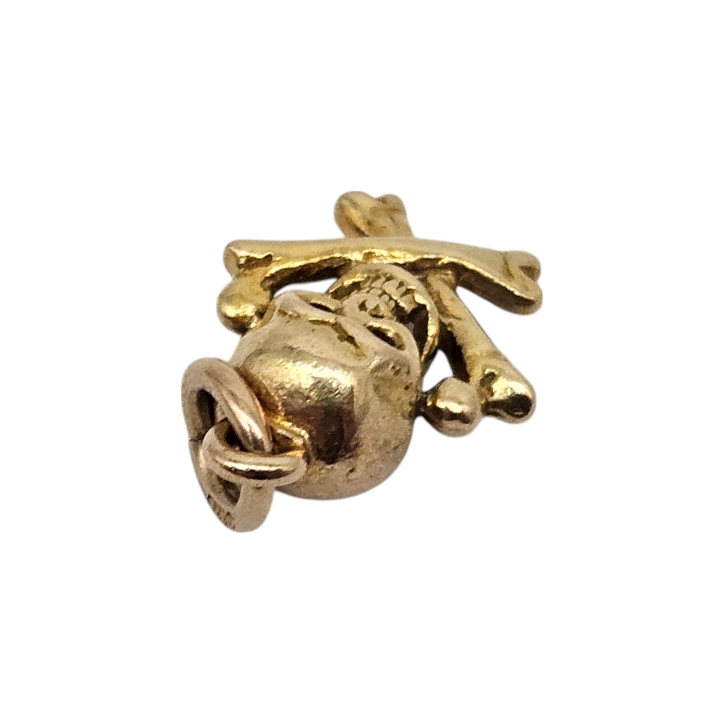 Rare 9ct 375 Yellow Gold Jolly Roger Charm 1957 L 1.1 cm 1.2 g.