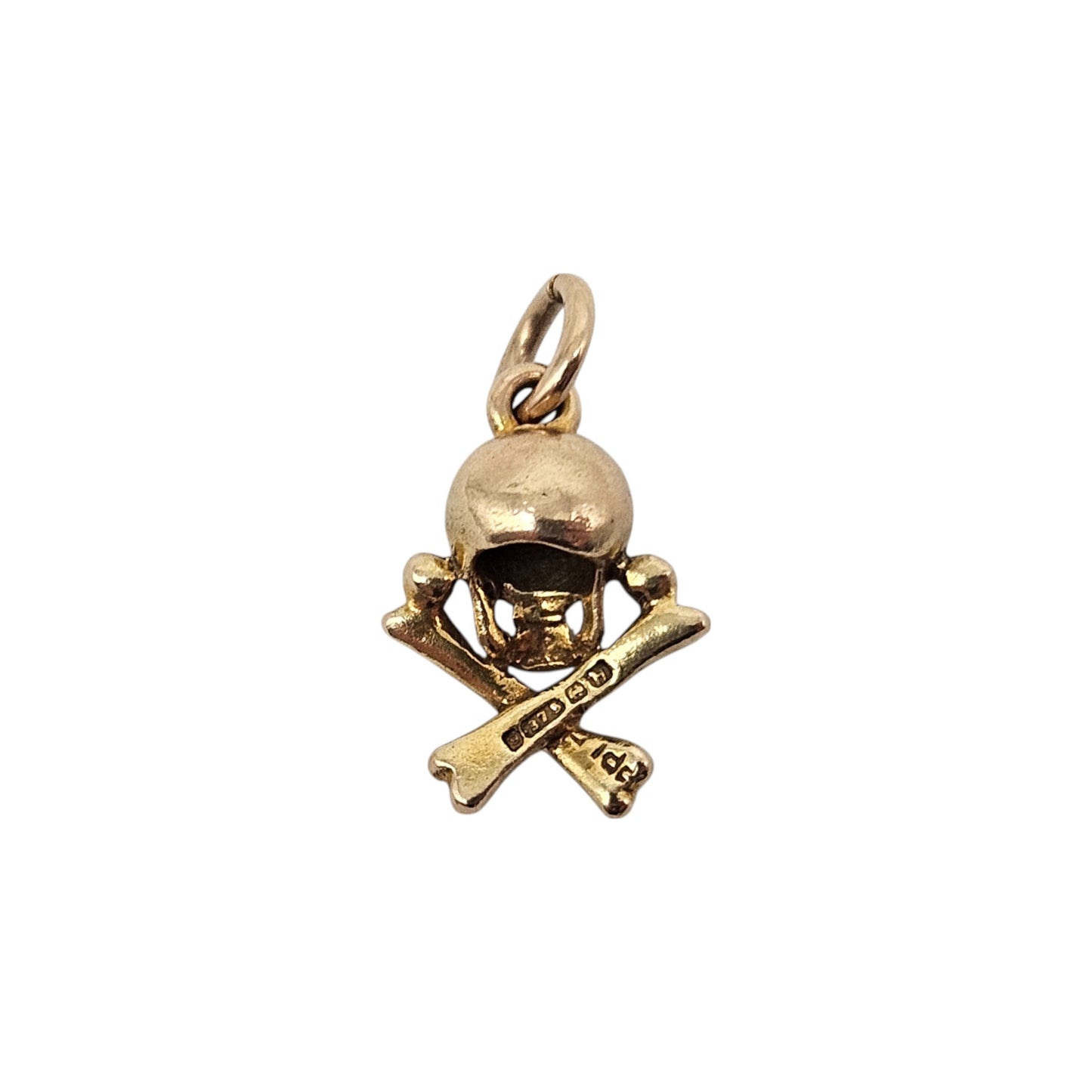 Rare 9ct 375 Yellow Gold Jolly Roger Charm 1957 L 1.1 cm 1.2 g.