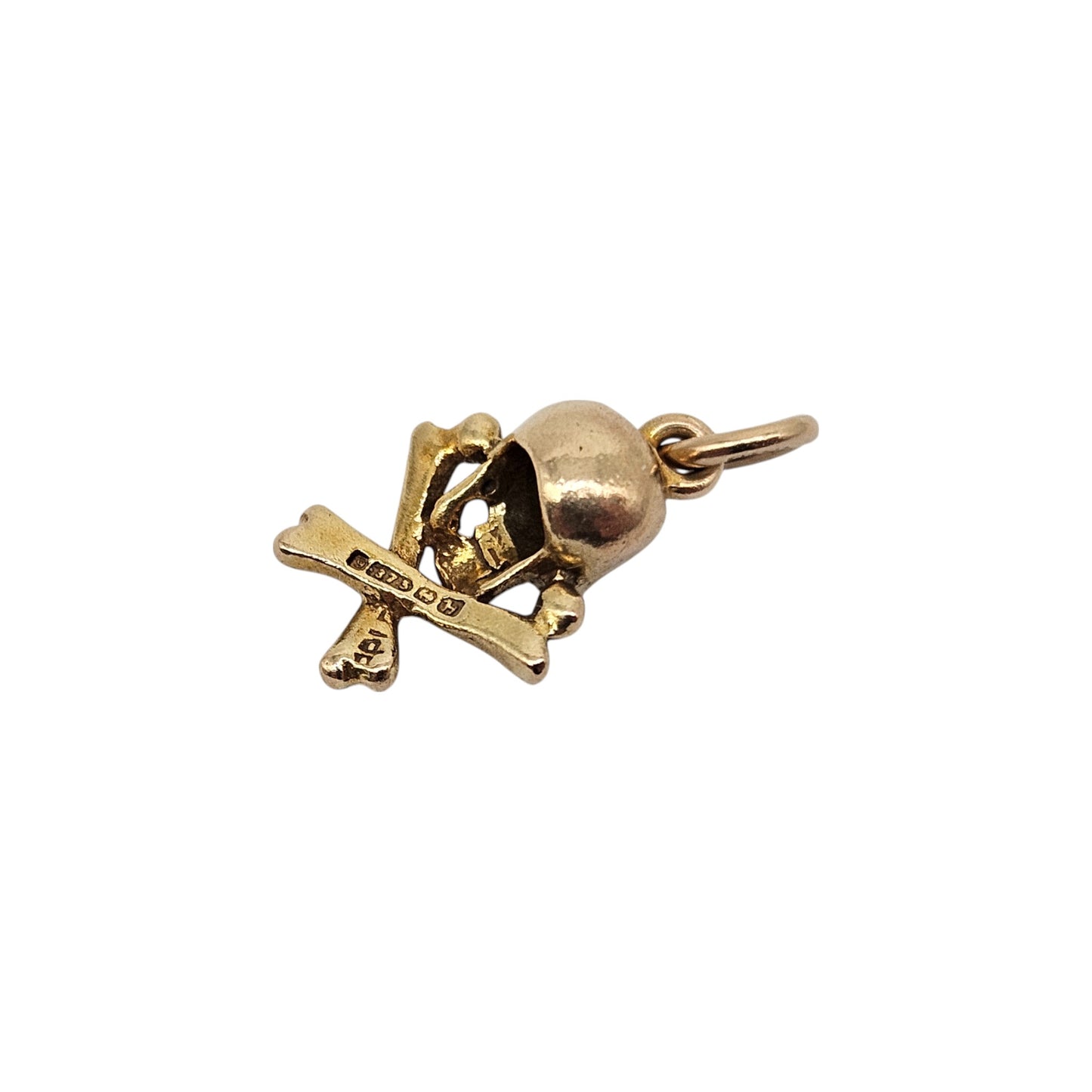 Rare 9ct 375 Yellow Gold Jolly Roger Charm 1957 L 1.1 cm 1.2 g.