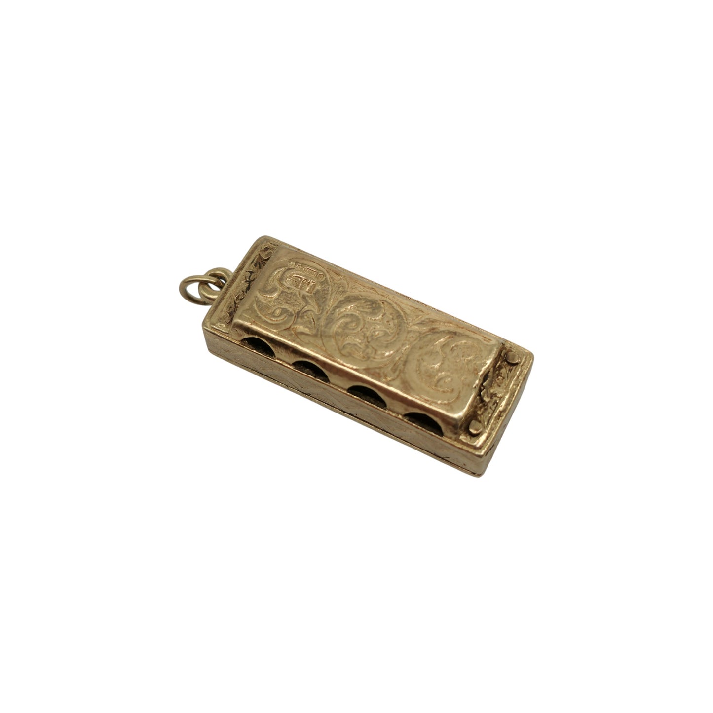 Heavy 9ct 375 Yellow Gold Harmonica Pendant 1972 L 2.9 cm 11.3 g.