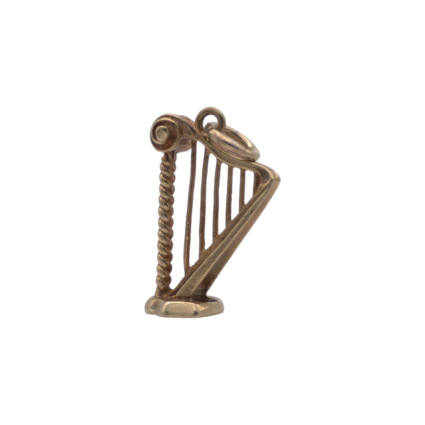 9ct 375 Yellow Gold Harp Charm 1973 L 1.9 cm 2.2 g.
