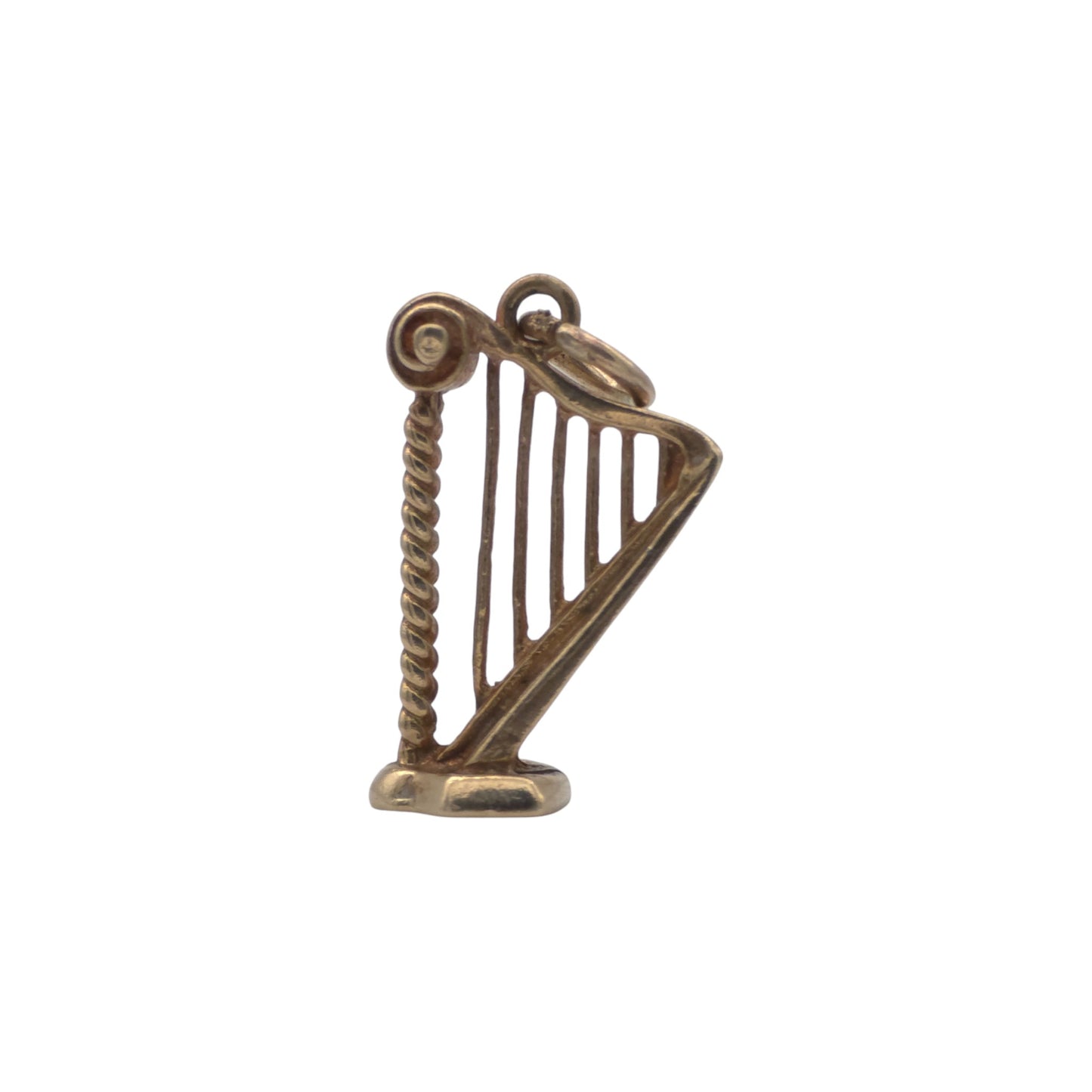 9ct 375 Yellow Gold Harp Charm 1973 L 1.9 cm 2.2 g.