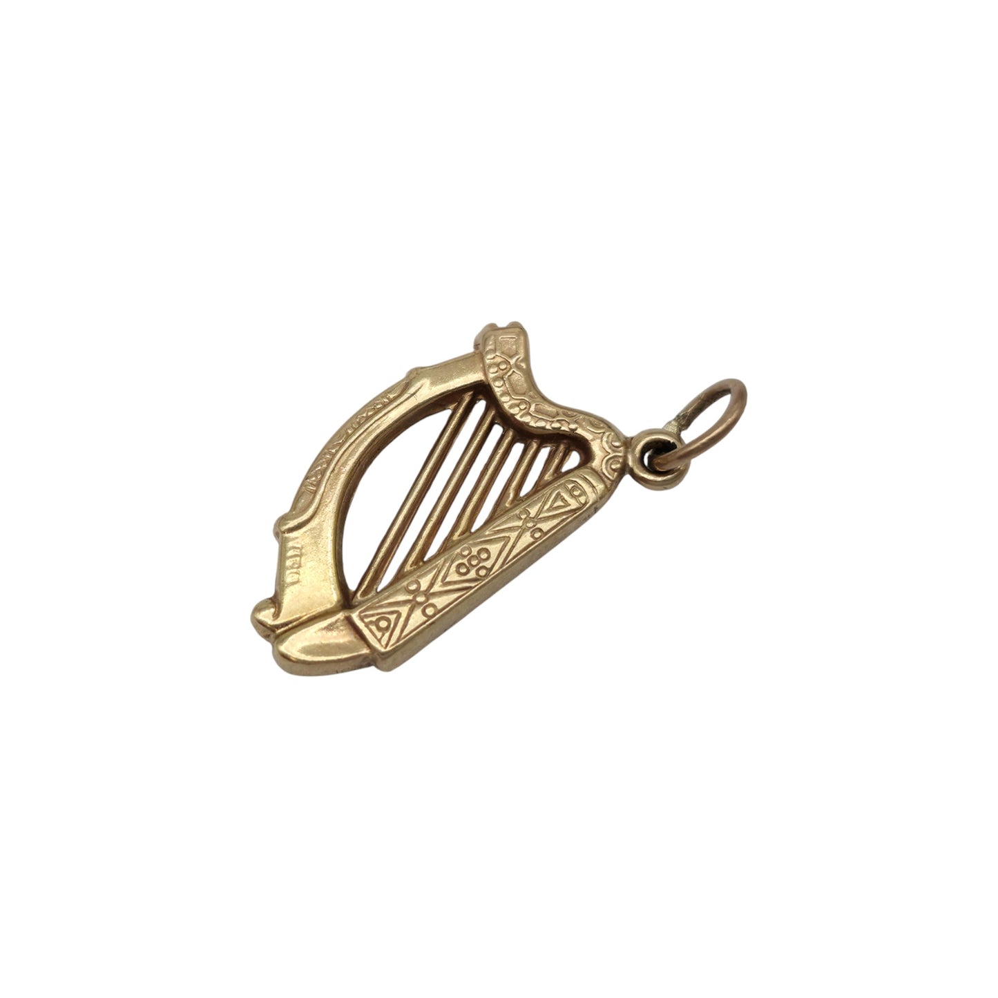 Chester 9ct 375 Yellow Gold Harp Charm 1958 L 1.5 cm 0.6 g.