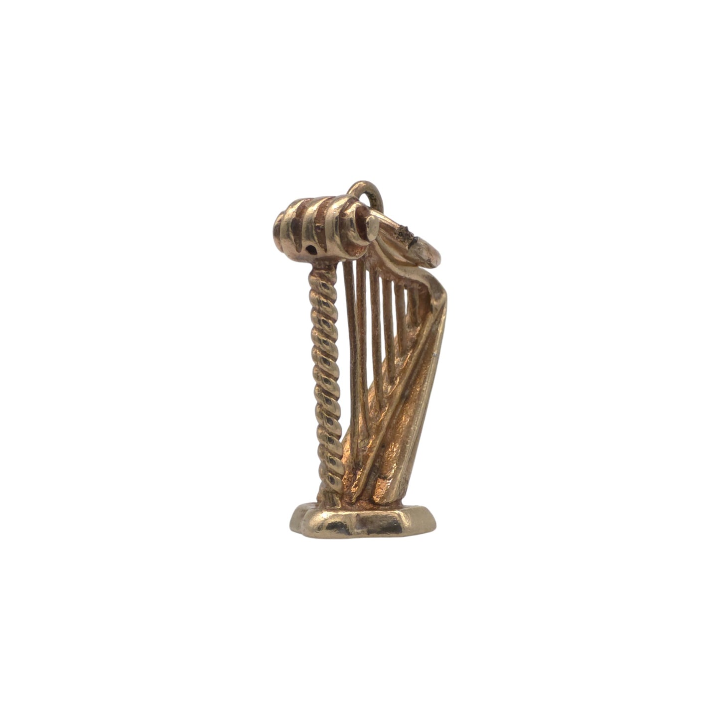 9ct 375 Yellow Gold Harp Charm 1973 L 1.9 cm 2.2 g.
