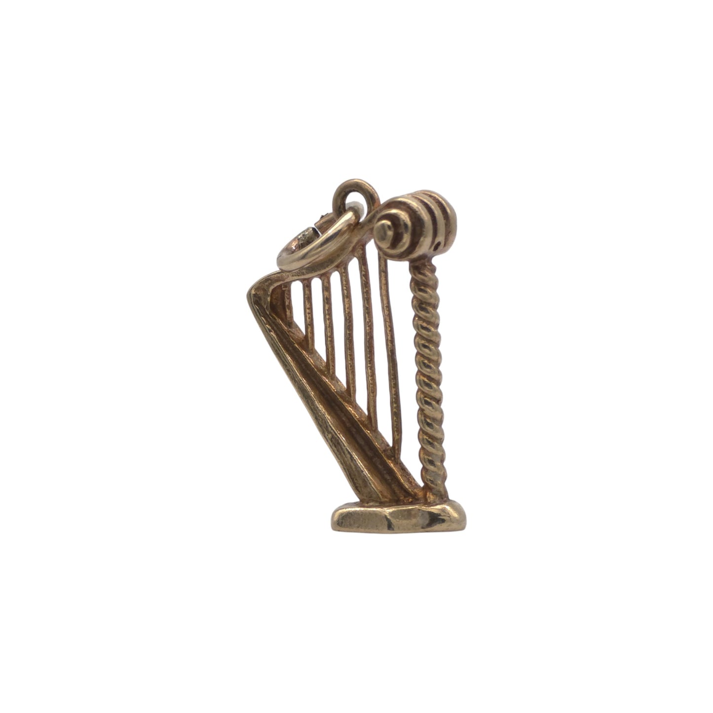 9ct 375 Yellow Gold Harp Charm 1973 L 1.9 cm 2.2 g.