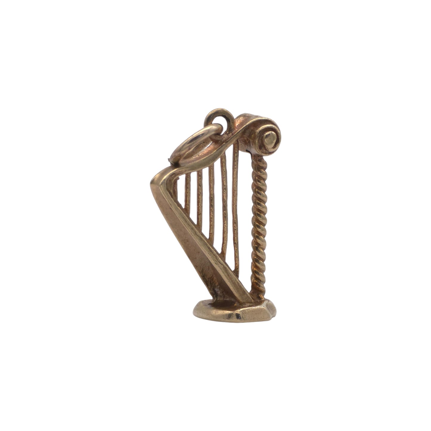 9ct 375 Yellow Gold Harp Charm 1973 L 1.9 cm 2.2 g.