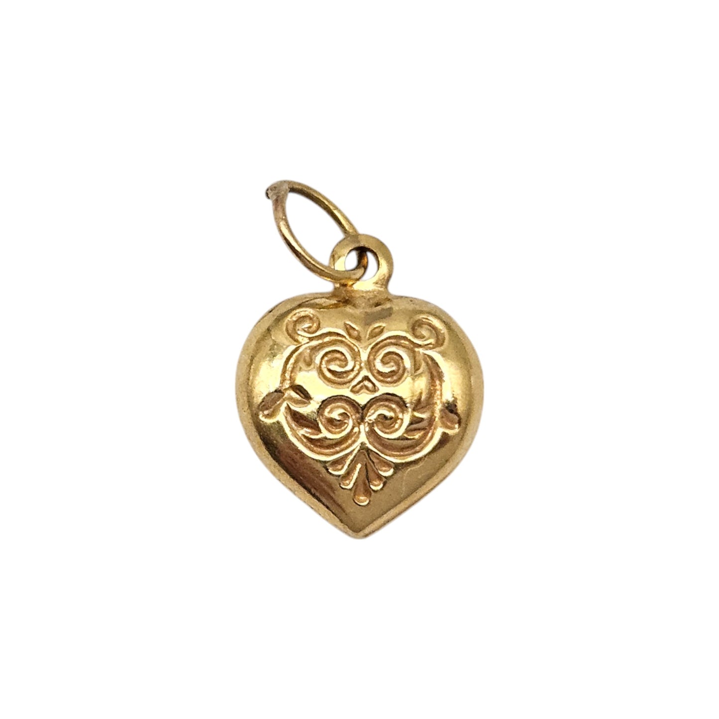 Pretty 9ct Yellow Gold Decorative Heart Charm L 1.0 cm 0.4 g.