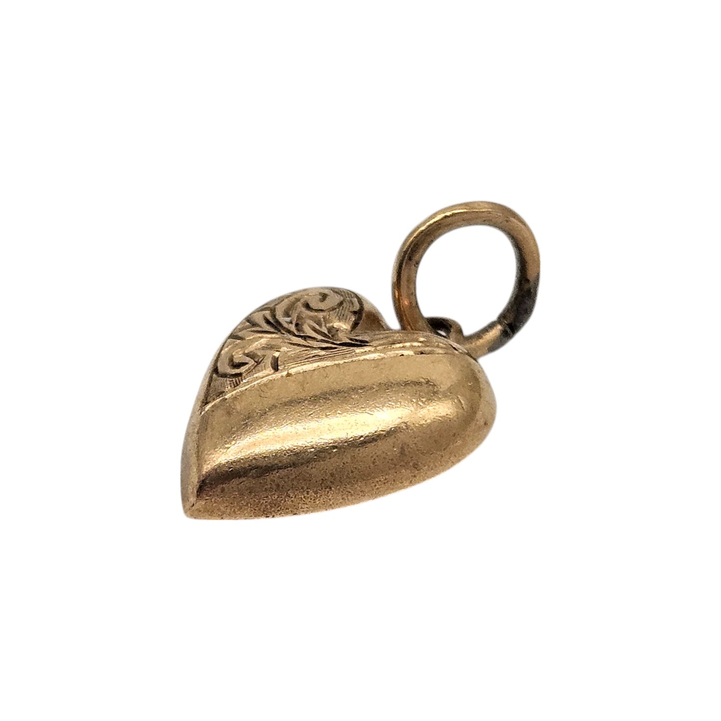 9ct 375 Yellow Gold Heart Charm 1960 L 1.0 cm 0.5 g.
