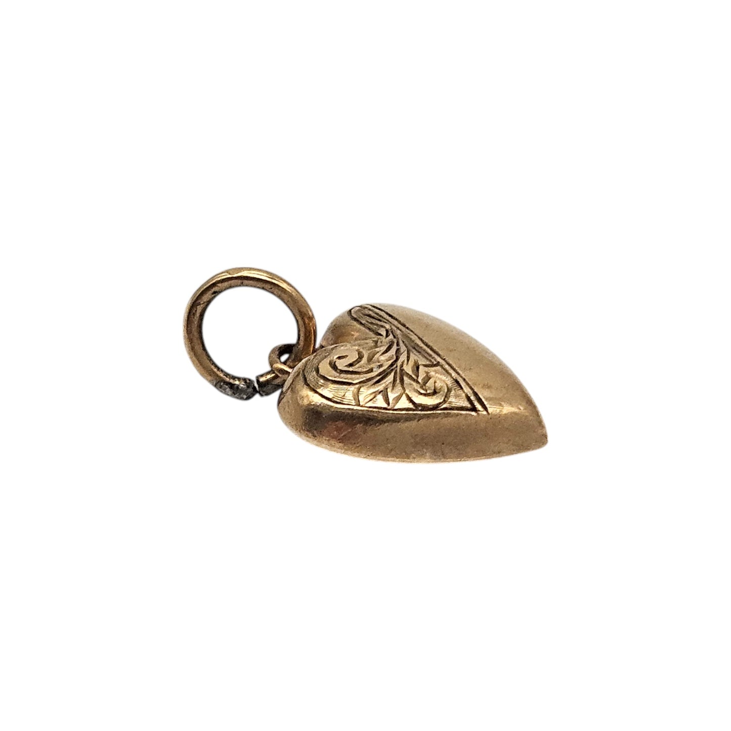 9ct 375 Yellow Gold Heart Charm 1960 L 1.0 cm 0.5 g.