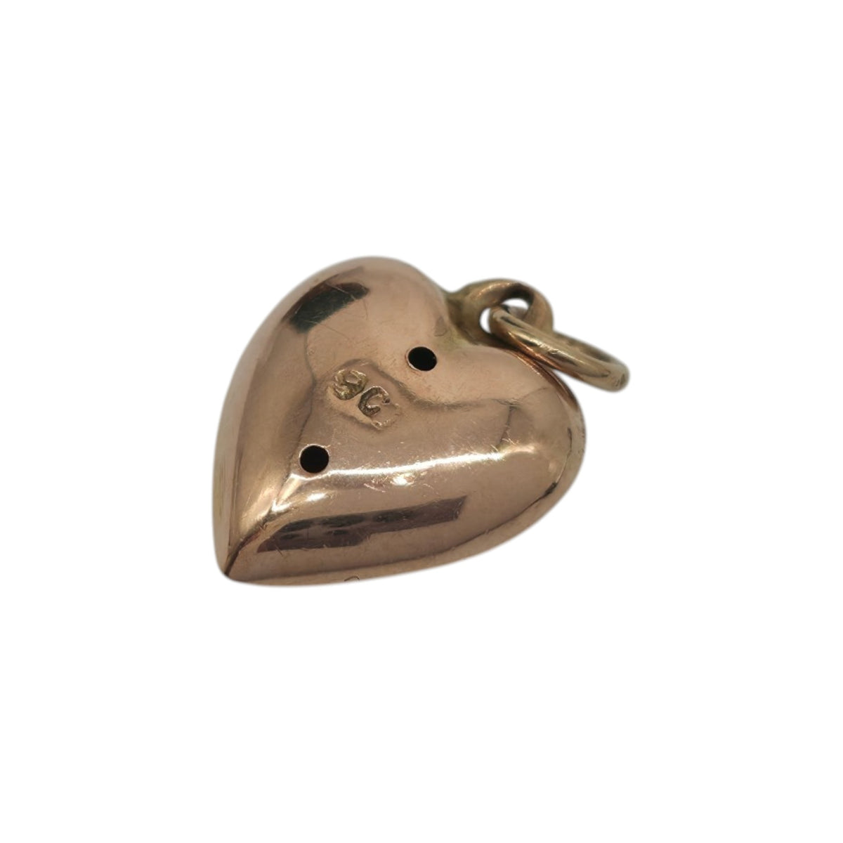Antique 9ct Rose Gold Heart Charm c.1920 L 1.0 cm 0.4 g.