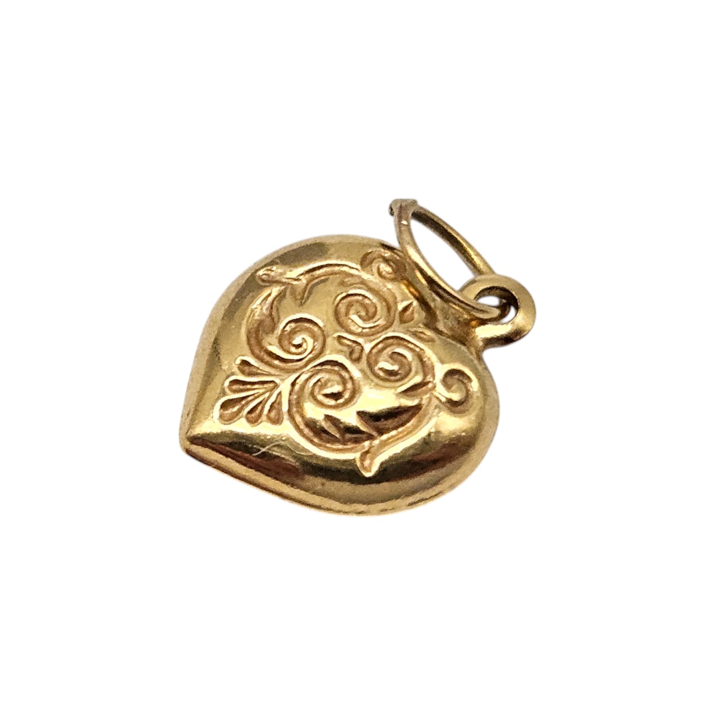 Pretty 9ct Yellow Gold Decorative Heart Charm L 1.0 cm 0.4 g.