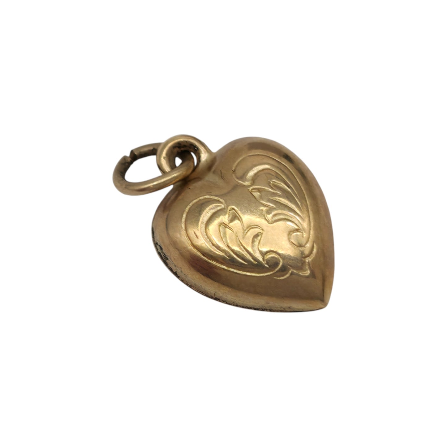 9ct 375 Yellow Gold Engraved Heart Charm 1966 L 1.0 cm 0.4 g.