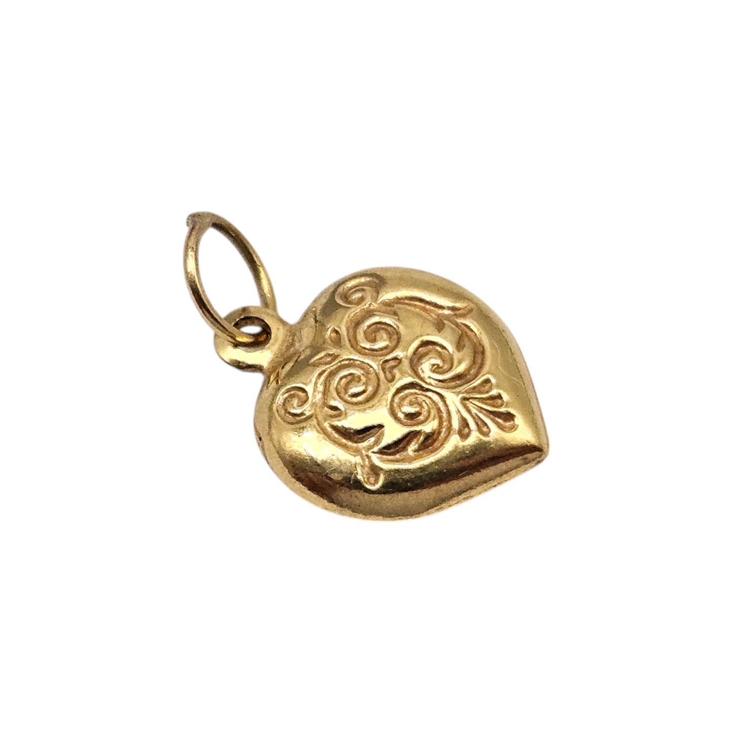 Pretty 9ct Yellow Gold Decorative Heart Charm L 1.0 cm 0.4 g.
