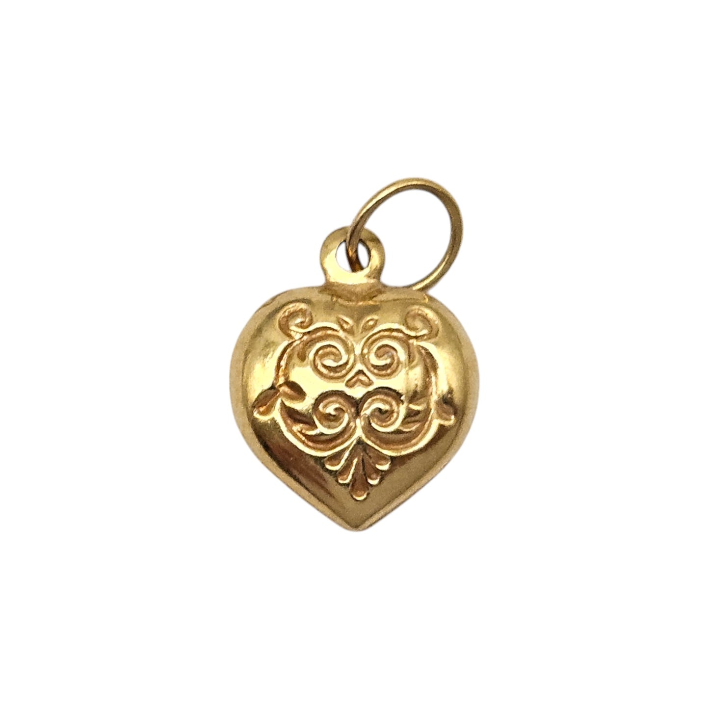Pretty 9ct Yellow Gold Decorative Heart Charm L 1.0 cm 0.4 g.