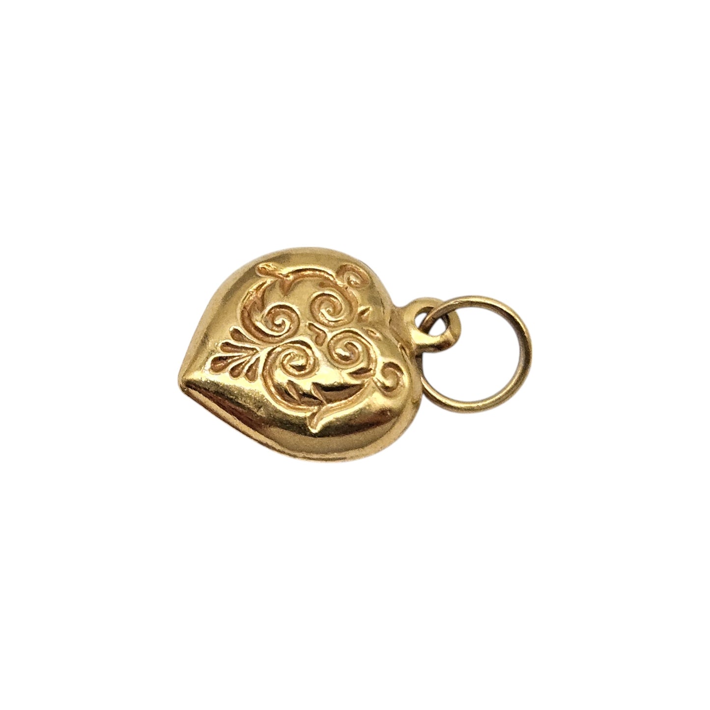 Pretty 9ct Yellow Gold Decorative Heart Charm L 1.0 cm 0.4 g.
