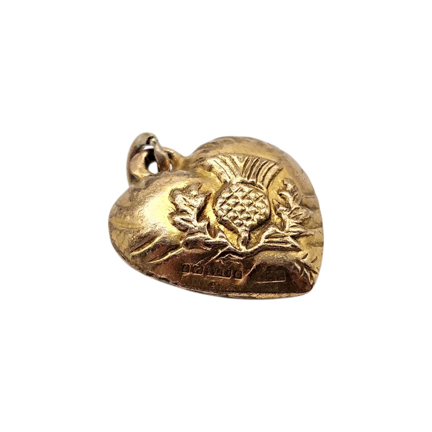 Unusual 9ct 375 Yellow Gold Decorative Heart Charm c.1958 L 1.2 cm 0.6 g.