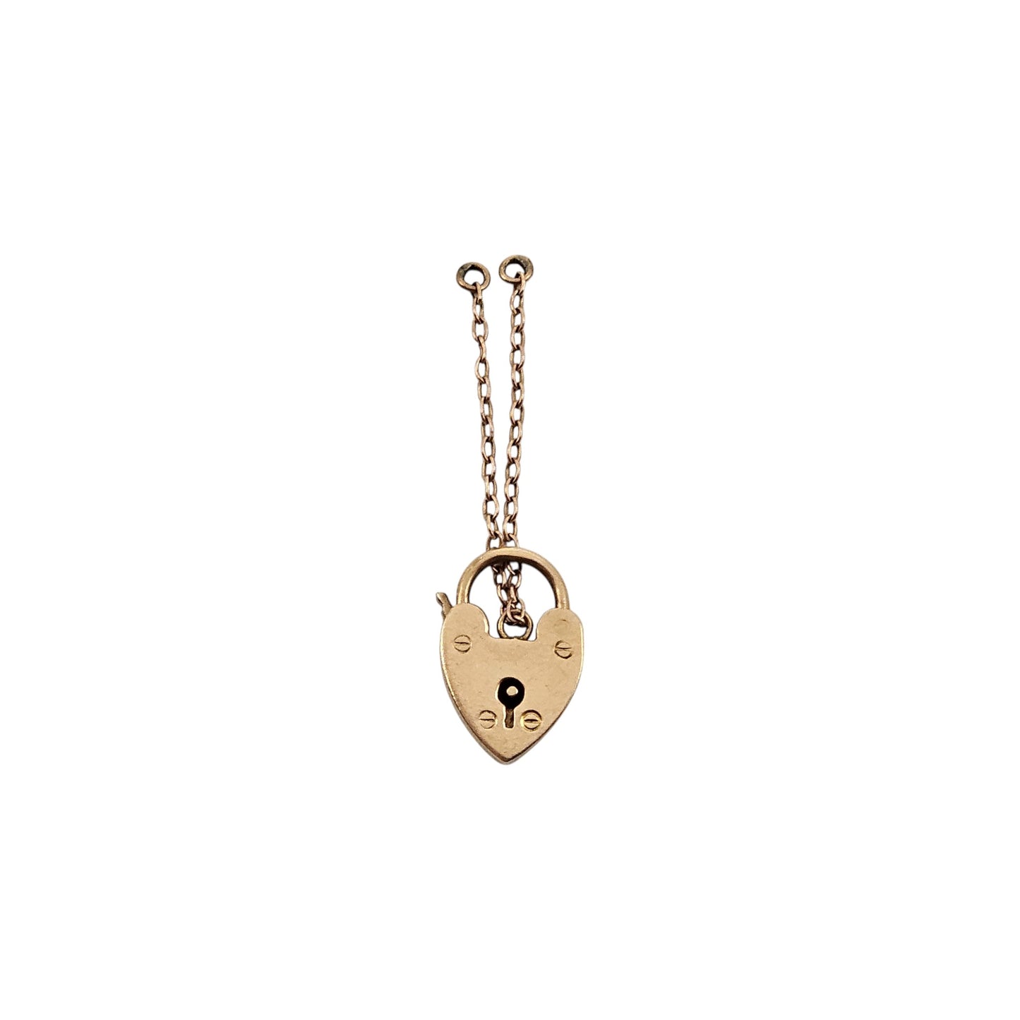 9ct 375 Yellow Gold Heart Shaped Padlock 1961 L 1.8 cm 2.0 g.