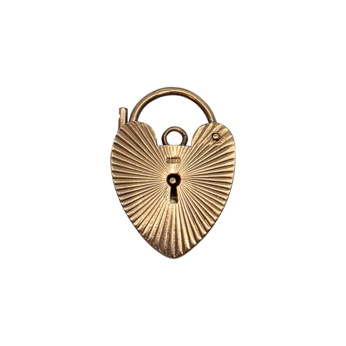9ct 375 Yellow Gold Engraved Heart Shaped Padlock 1963 L 2.3 cm 3.1 g.