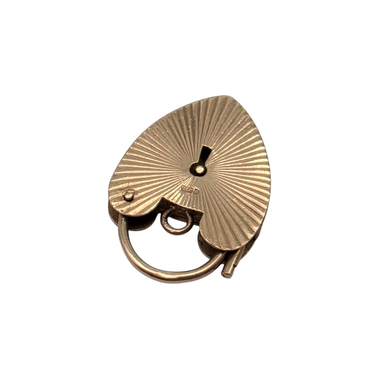 9ct 375 Yellow Gold Engraved Heart Shaped Padlock 1963 L 2.3 cm 3.1 g.
