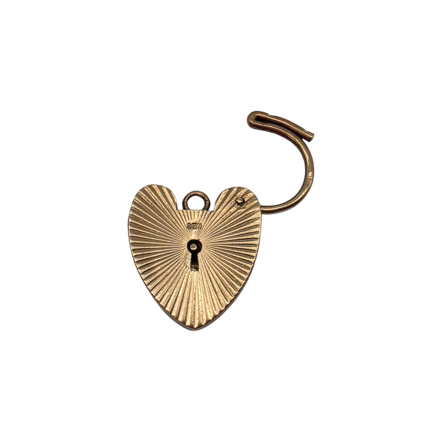 9ct 375 Yellow Gold Engraved Heart Shaped Padlock 1963 L 2.3 cm 3.1 g.