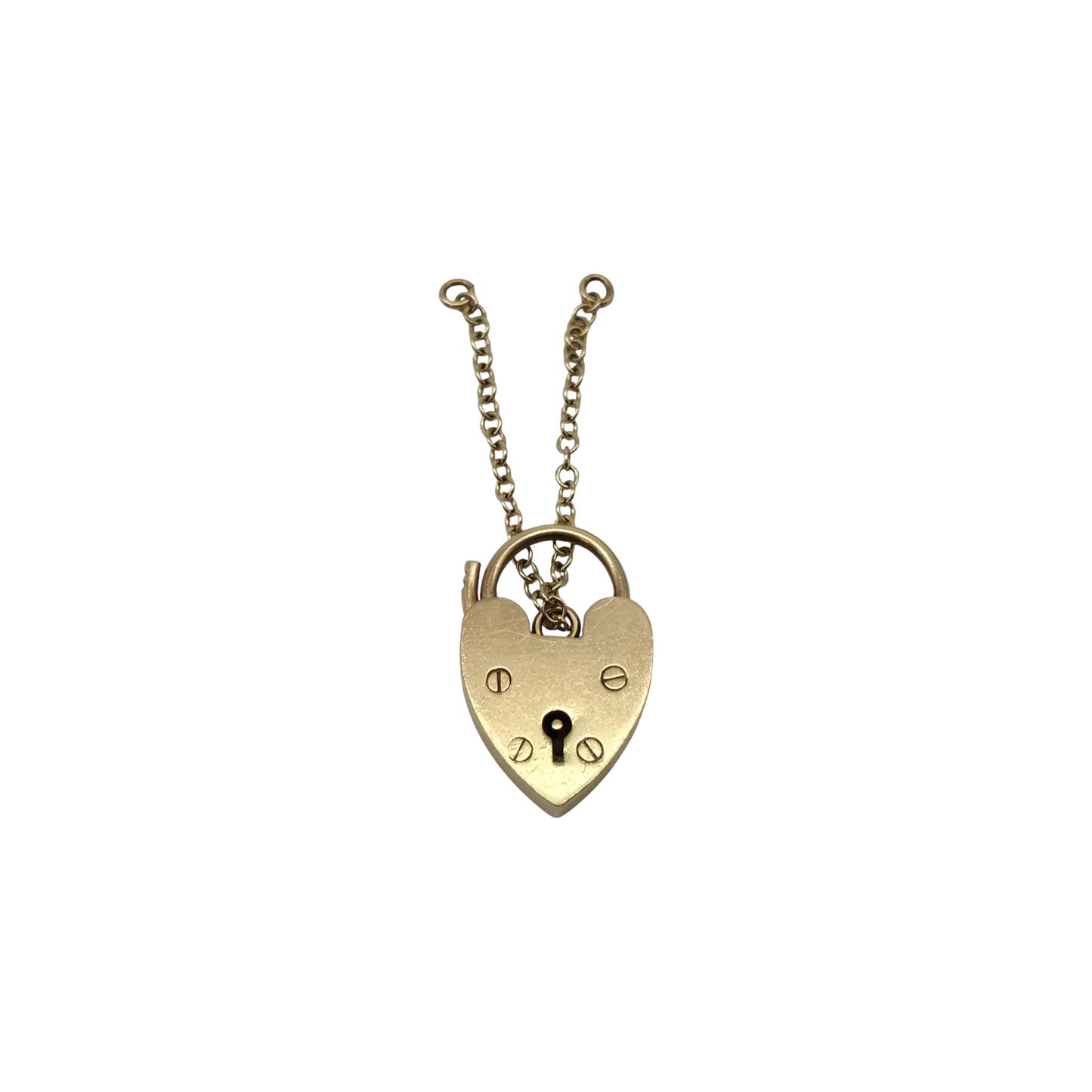 Large 9ct 375 Yellow Gold Heart Shaped Padlock