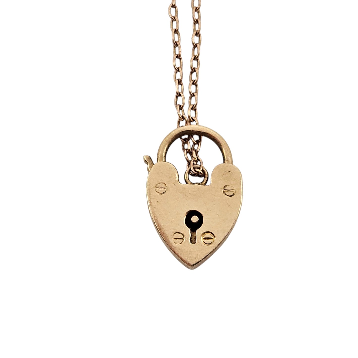 9ct 375 Yellow Gold Heart Shaped Padlock 1961 L 1.8 cm 2.0 g.