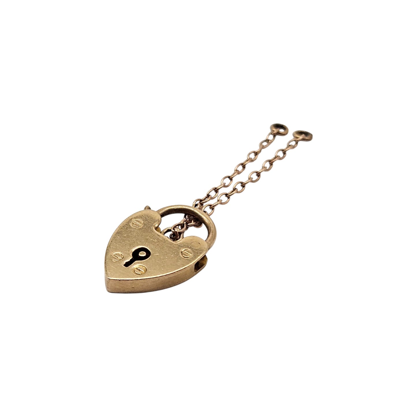 9ct 375 Yellow Gold Heart Shaped Padlock 1961 L 1.8 cm 2.0 g.
