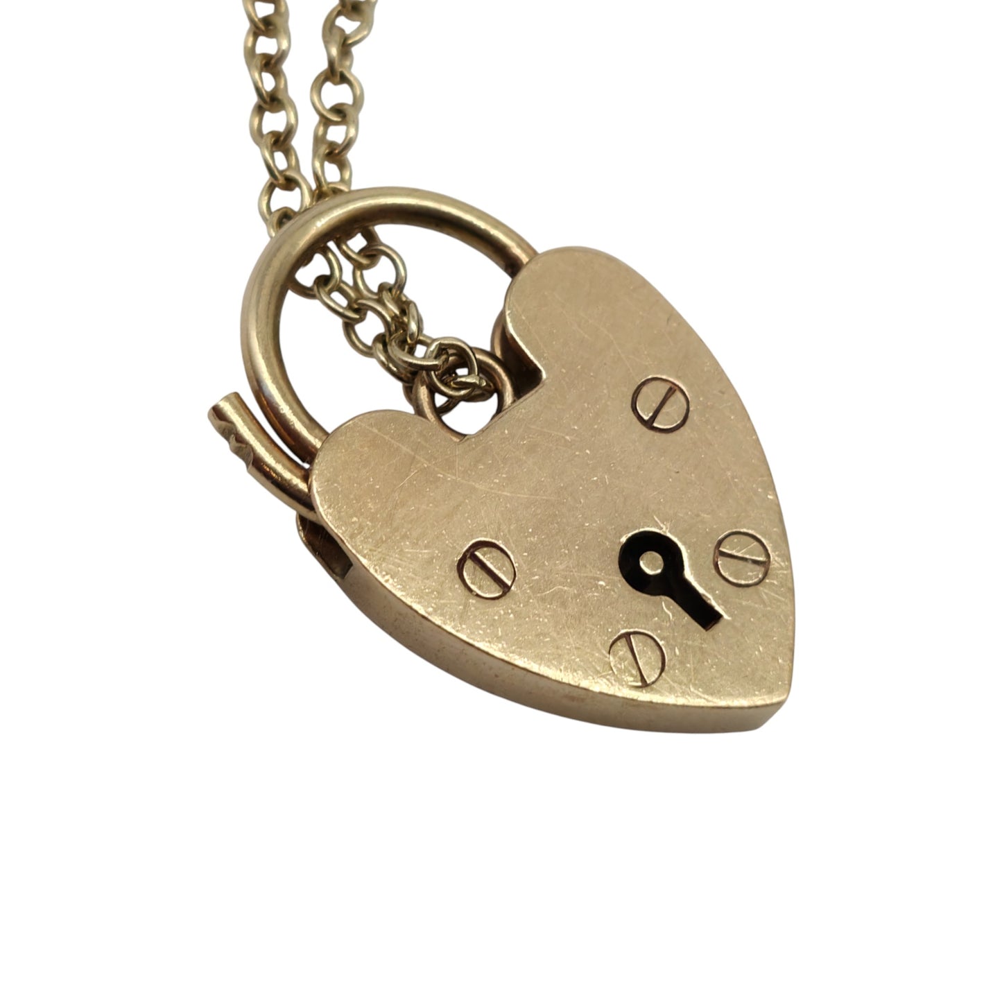 Large 9ct 375 Yellow Gold Heart Shaped Padlock 1969 L 2.5 cm 4.5 g.