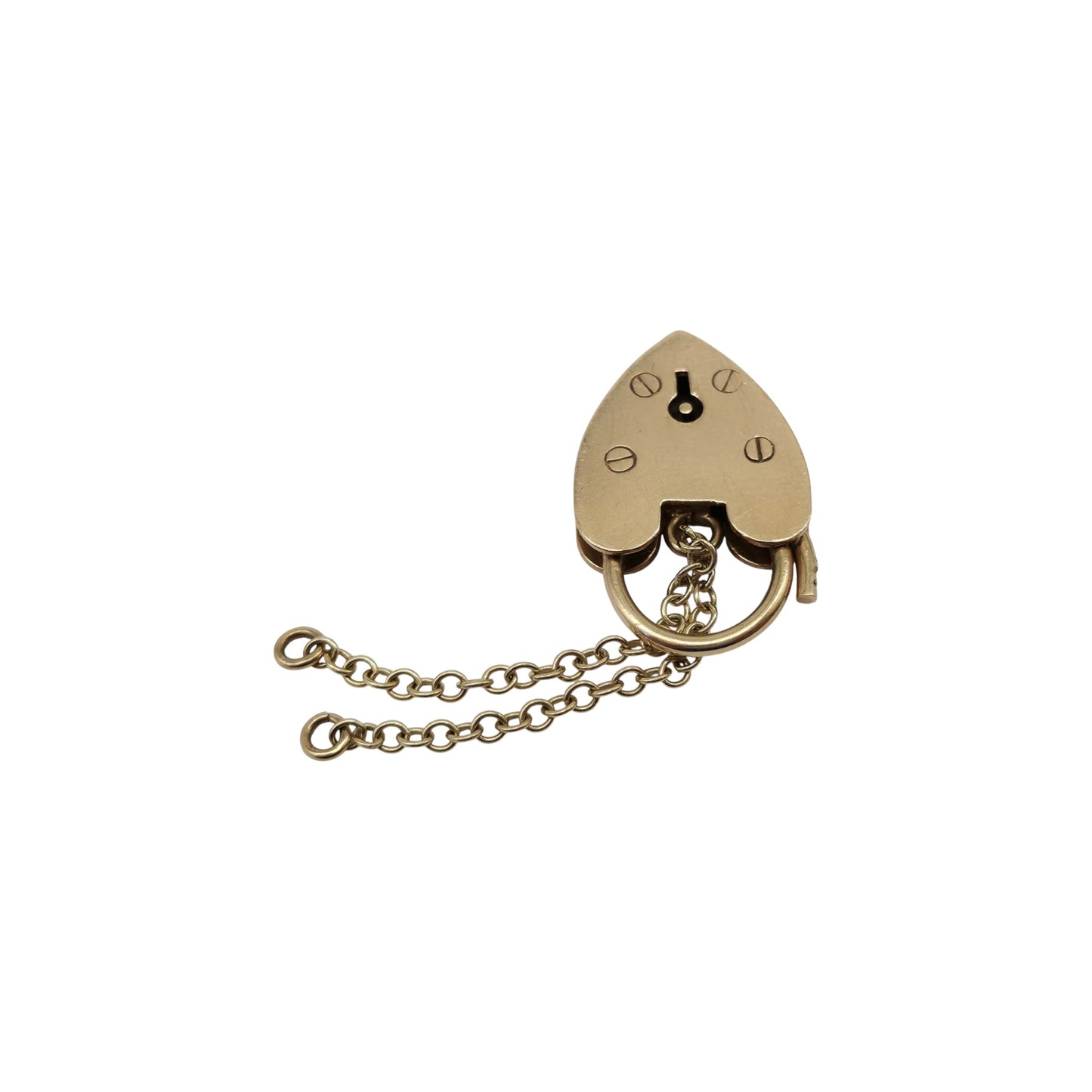 Large 9ct 375 Yellow Gold Heart Shaped Padlock 1969 L 2.5 cm 4.5 g.