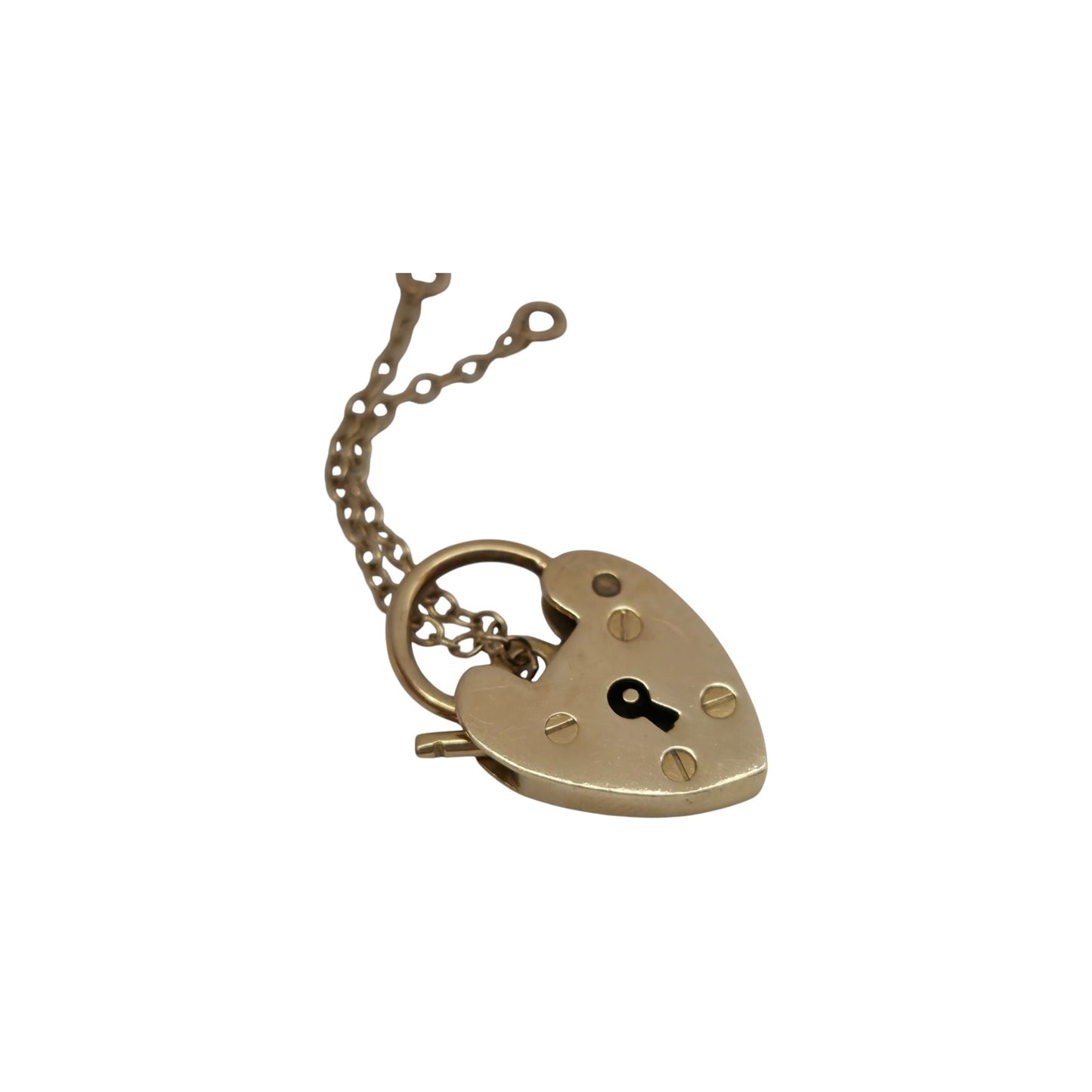 Georg Jensen 9ct 375 Yellow Gold Heart Shaped Padlock 1972 L 2.2 cm 2.2 g.