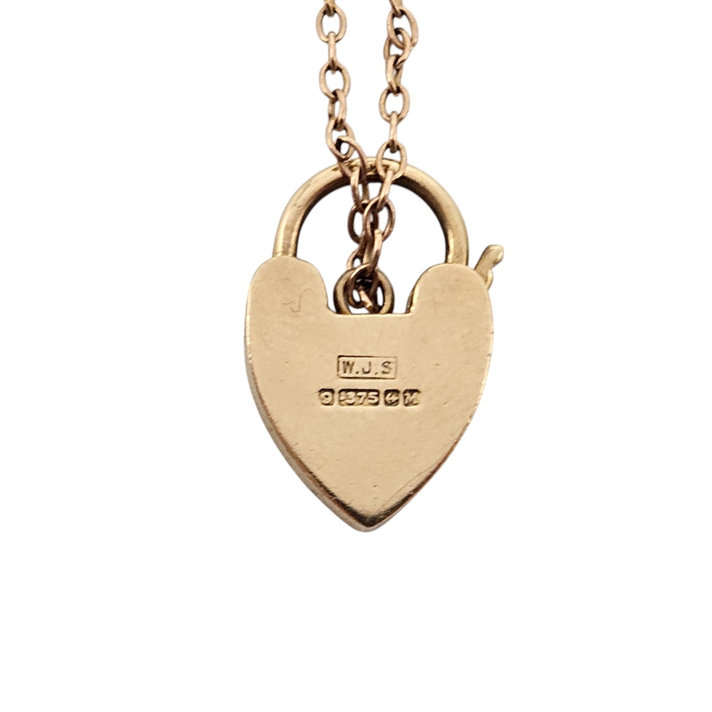 9ct 375 Yellow Gold Heart Shaped Padlock 1961 L 1.8 cm 2.0 g.