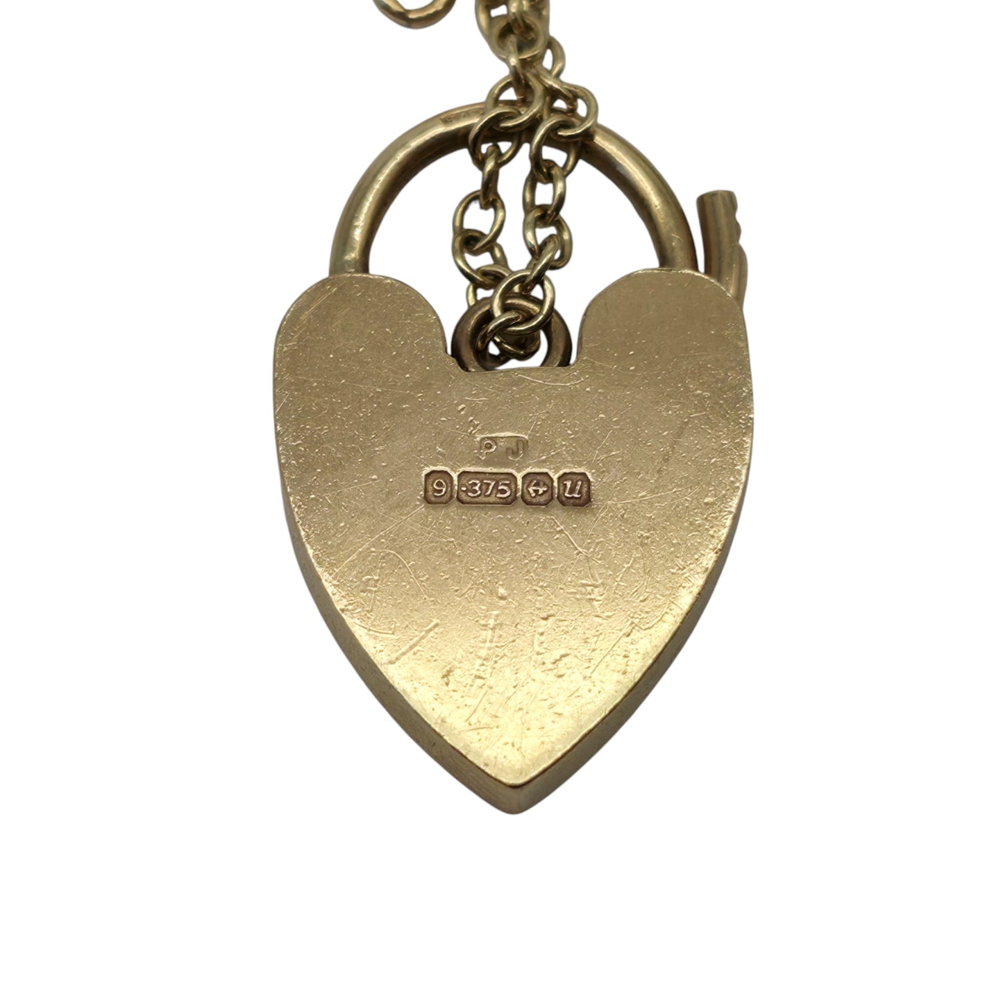Large 9ct 375 Yellow Gold Heart Shaped Padlock 1969 L 2.5 cm 4.5 g.