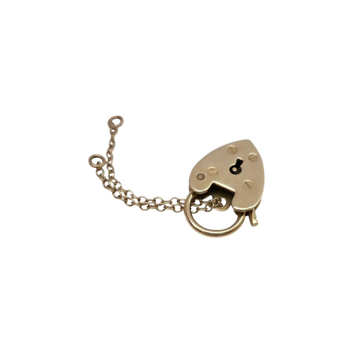 Georg Jensen 9ct 375 Yellow Gold Heart Shaped Padlock 1972 L 2.2 cm 2.2 g.