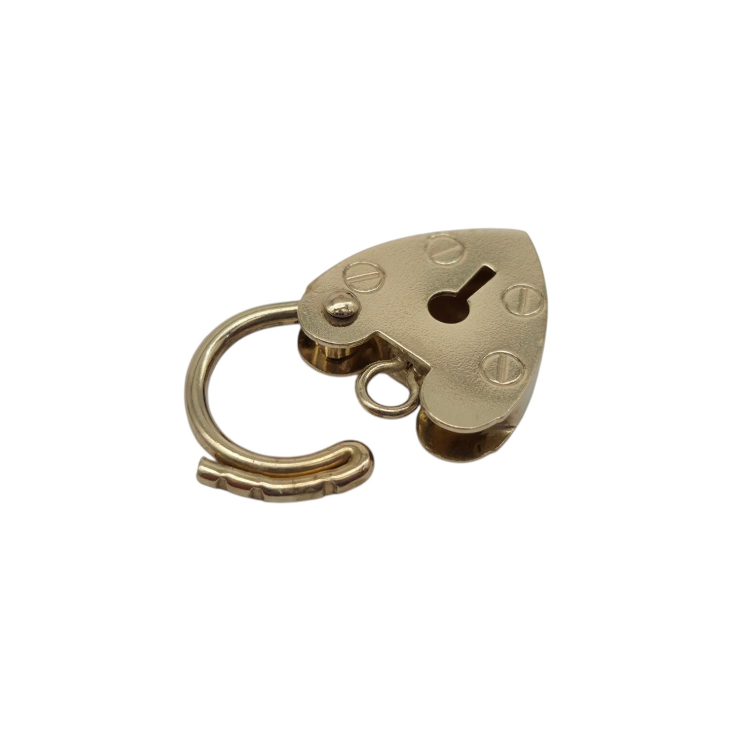 Petite 9ct 375 Yellow Gold Heart Shaped Padlock L 1.3 cm 0.7 g.