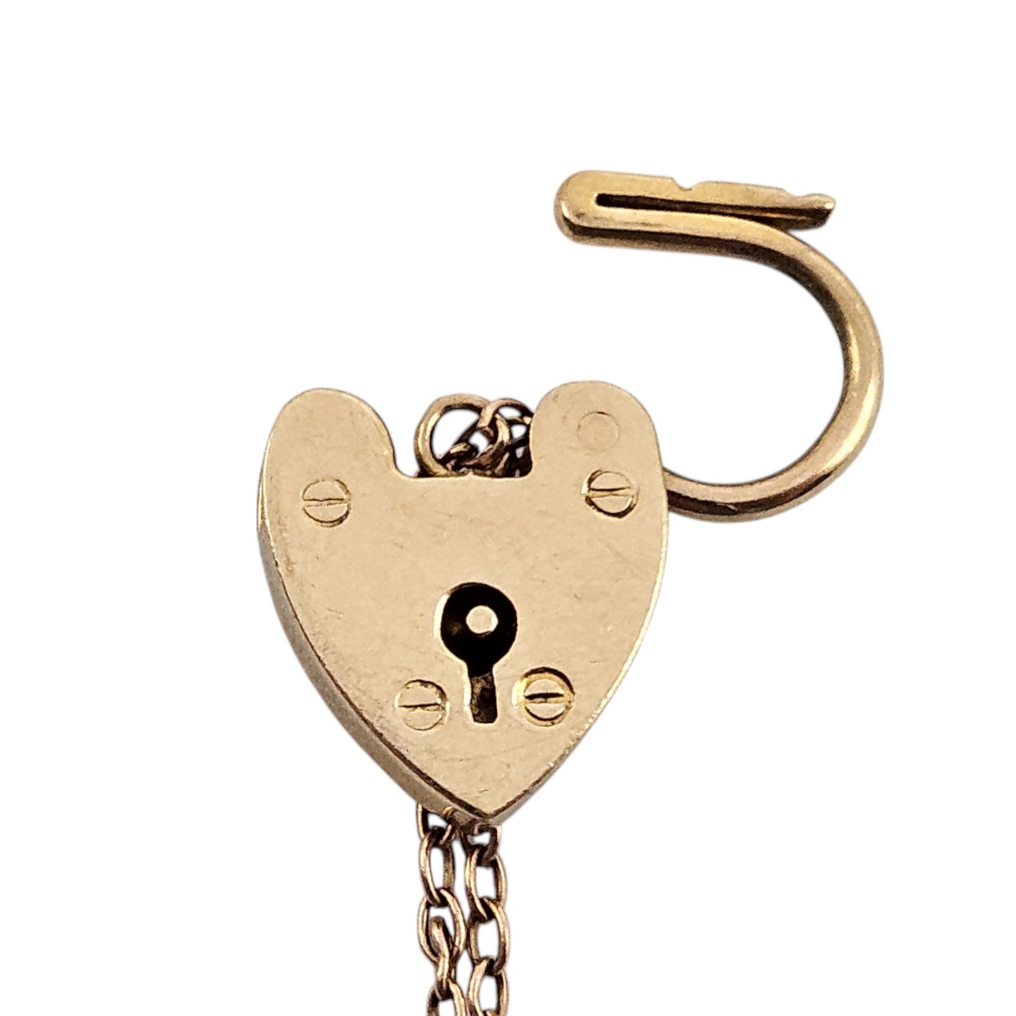 9ct 375 Yellow Gold Heart Shaped Padlock 1961 L 1.8 cm 2.0 g.