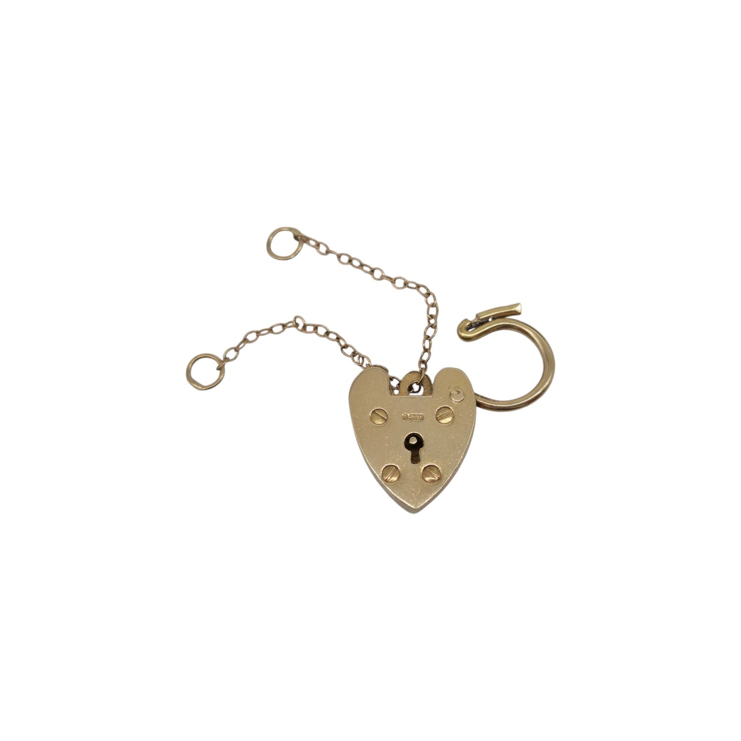 Georg Jensen 9ct 375 Yellow Gold Heart Shaped Padlock 1966 L 2.0 cm 2.5 g.