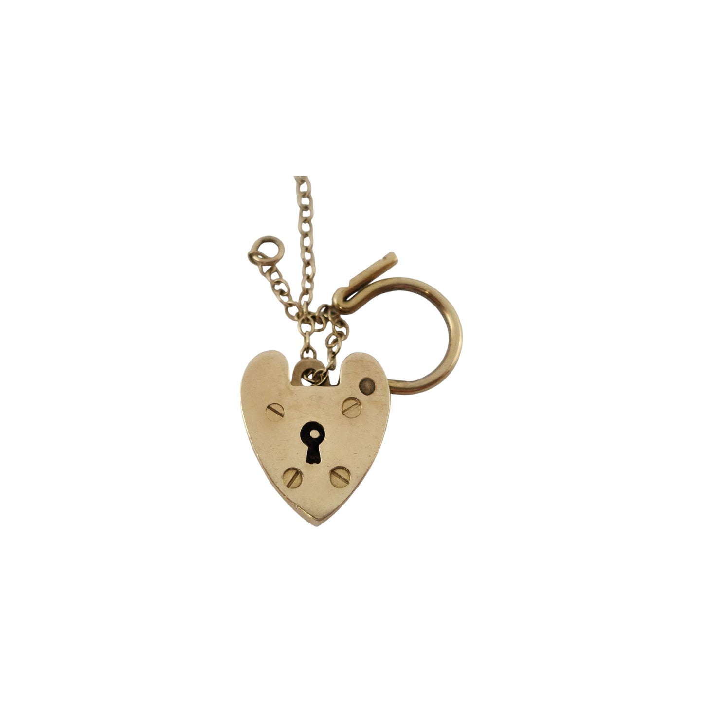 Georg Jensen 9ct 375 Yellow Gold Heart Shaped Padlock 1972 L 2.2 cm 2.2 g.