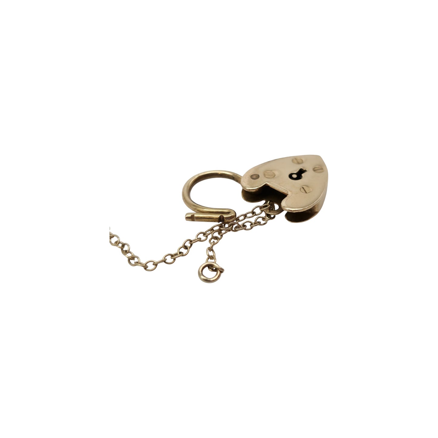 Georg Jensen 9ct 375 Yellow Gold Heart Shaped Padlock 1972 L 2.2 cm 2.2 g.