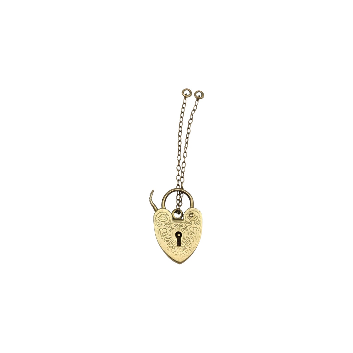 9ct 375 Yellow Gold Engraved Heart Shaped Padlock 1973 L 2.1 cm 2.8 g.