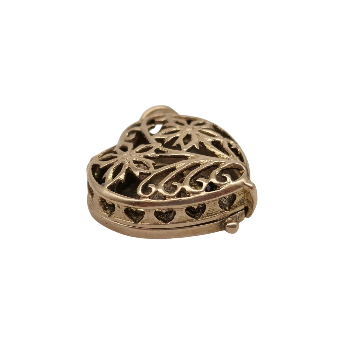 9ct 375 Yellow Gold Ring Box Opening Charm 1966 L 1.8 cm 3.6 g.