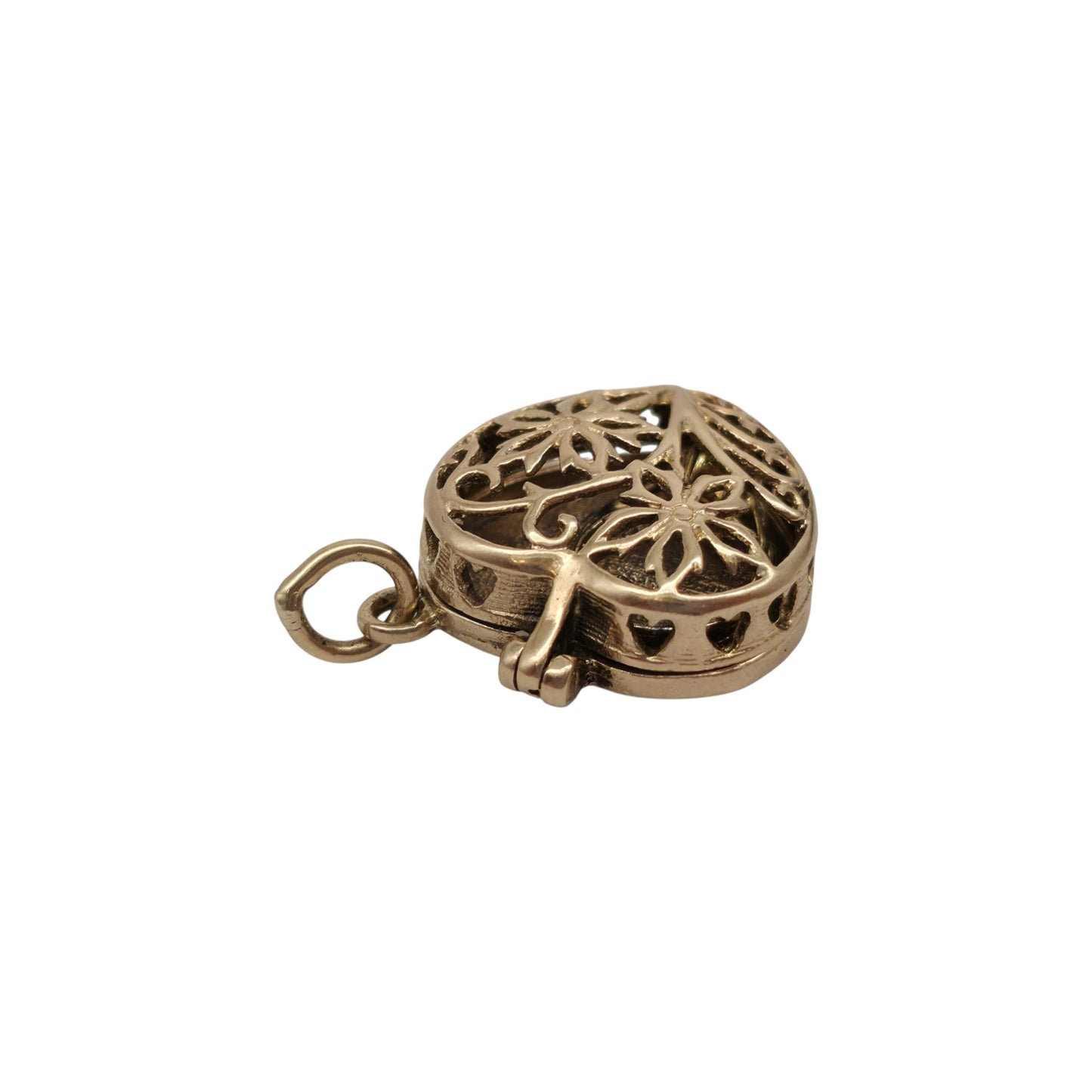 9ct 375 Yellow Gold Ring Box Opening Charm 1966 L 1.8 cm 3.6 g.